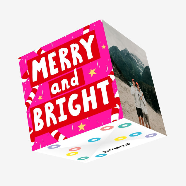Merry and Bright - Candy Cane Design Christmas Confetti-exploding Greetings Card