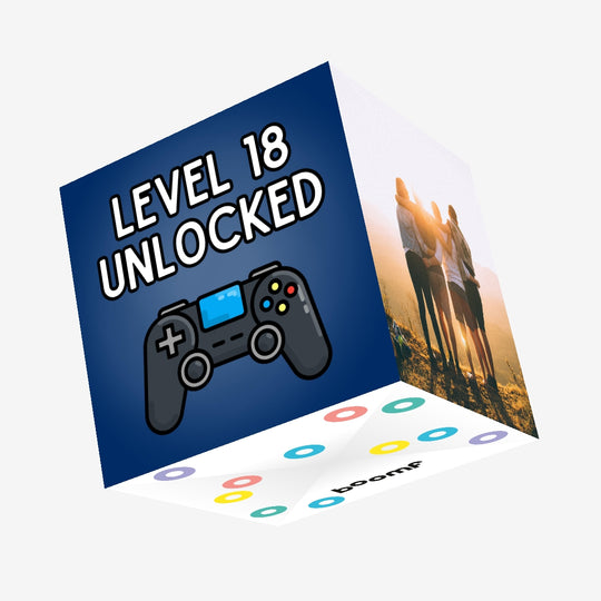 Level 18 Unlocked - 18th Birthday For Gamers Confetti-exploding Greetings Card
