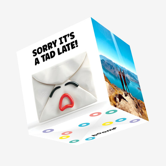 Funny sorry it's a tad late belated birthday card Confetti-exploding Greetings Card