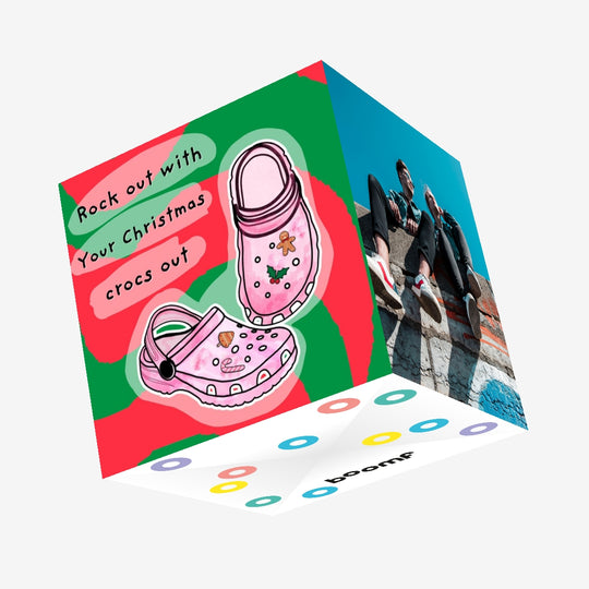 Crocs Croc charms Pretty Colourful Christmas for kids for daughter for mum for him for her for croc fans for christmas gift Confetti-exploding Greetings Card