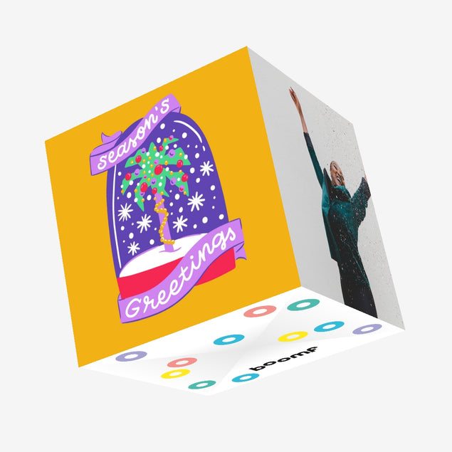 Season's Greetings Snow Globe Confetti-exploding Greetings Card
