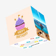 Happy Birthday Purple Cupcake Confetti-exploding Greetings Card