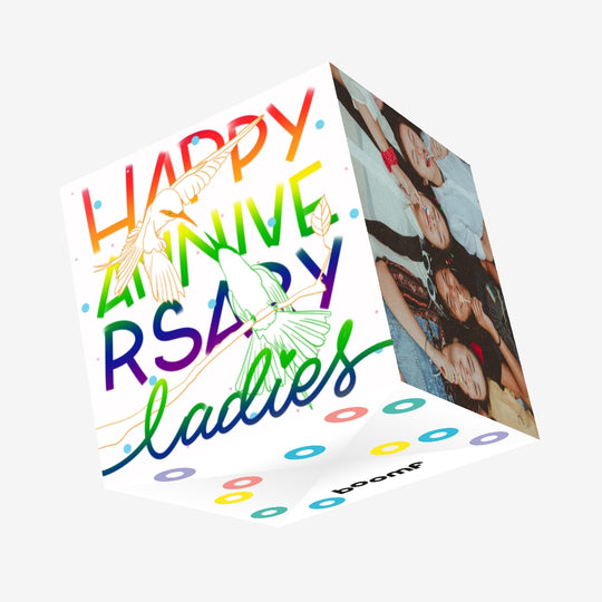 Happy Anniversary Ladies Two Birds + COPY ISSUE Confetti-exploding Greetings Card