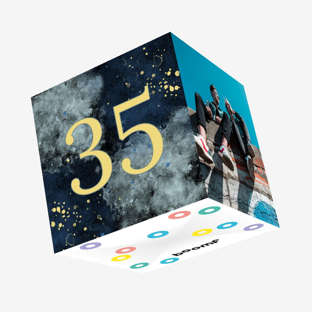 35th Birthday Abstract Design Confetti-exploding Greetings Card