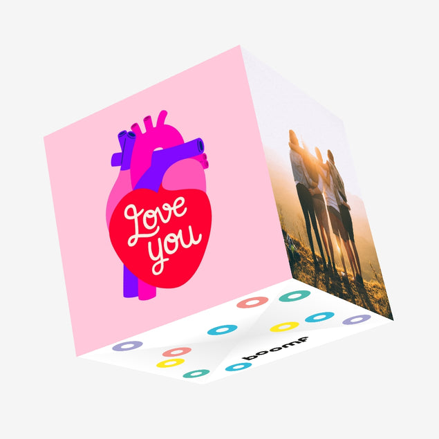 Love You Anatomical Heart Valentine's Pink Confetti-exploding Greetings Card