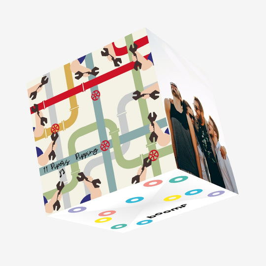 11 Pipers Pipping 12 Days Of Christmas Confetti-exploding Greetings Card