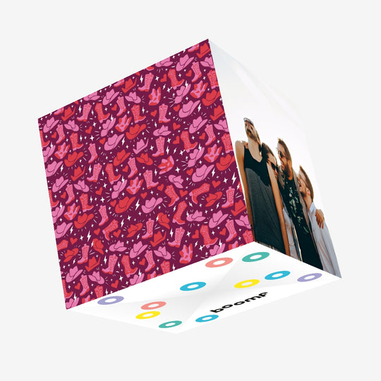 Purple Illustrated Cowboy Confetti-exploding Greetings Card