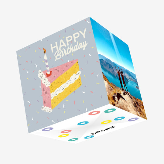Happy Birthday Cake Slice Confetti-exploding Greetings Card
