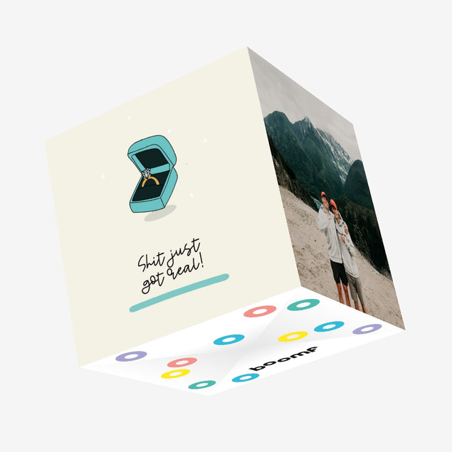Shit Just Got Real Engagement Confetti-exploding Greetings Card