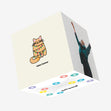 Feline Festive! Cute Cat Wearing Christmas Lights Confetti-exploding Greetings Card