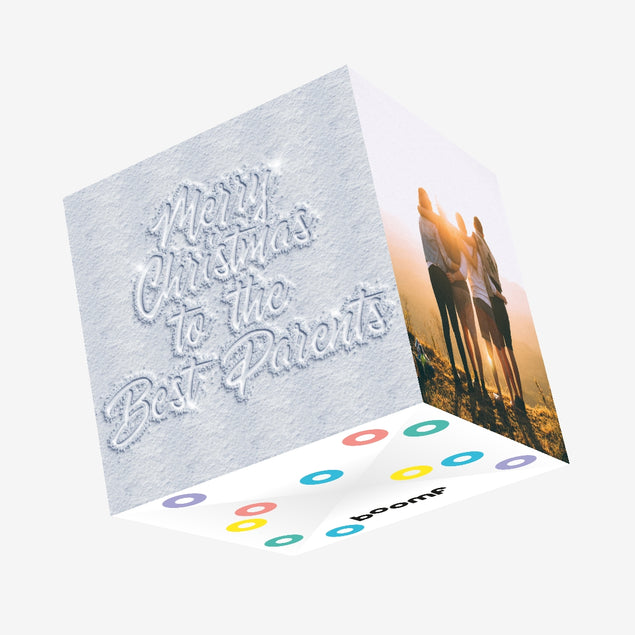 Merry Christmas Best Parent Words On Snow Confetti-exploding Greetings Card