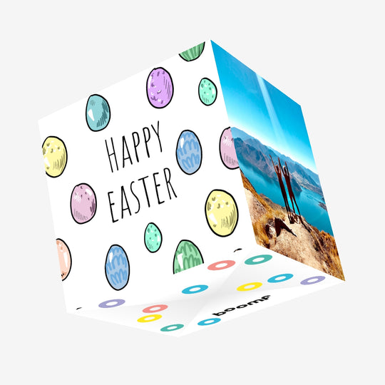Multicoloured Eggs Easter Confetti-exploding Greetings Card