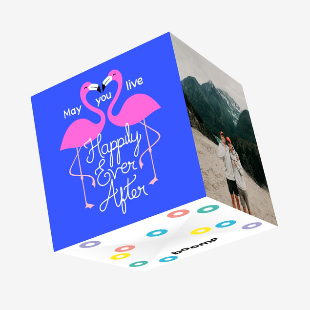 Happily Ever After Flamingo Wedding Confetti-exploding Greetings Card
