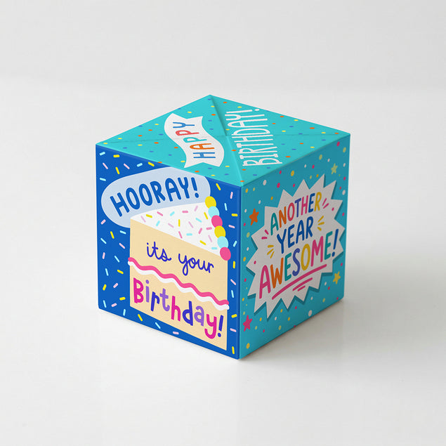 Birthday Cake Non-Personalised 5-Sided Confetti-exploding Greetings Card