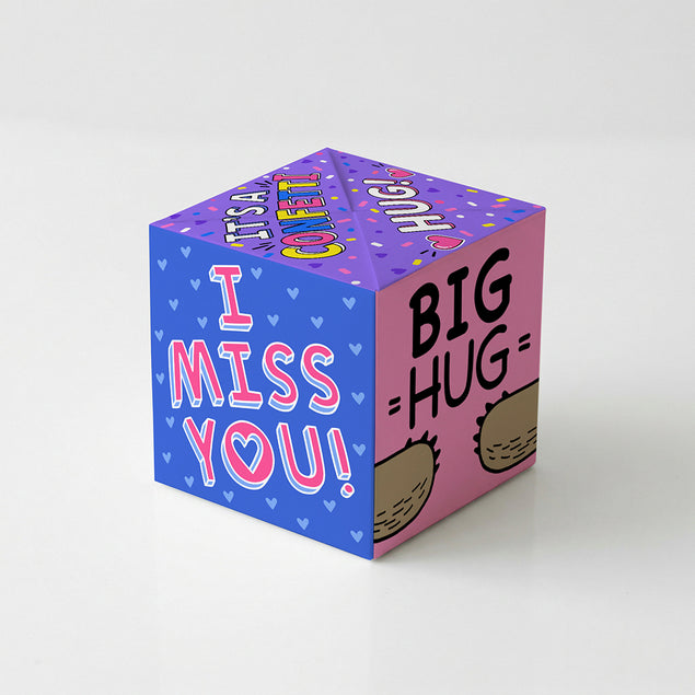 Miss You Non-Personalised 5-Sided Confetti-exploding Greetings Card