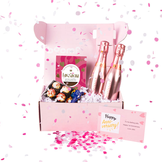 Pink Prosecco and Chocolates Exploding Confetti Gift Box