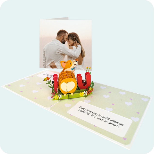 Biglietto di auguri Pop-up 3D fatto a mano amore Corgi cane Biglietto di auguri Pop-up 3D fatto a mano amore Corgi cane