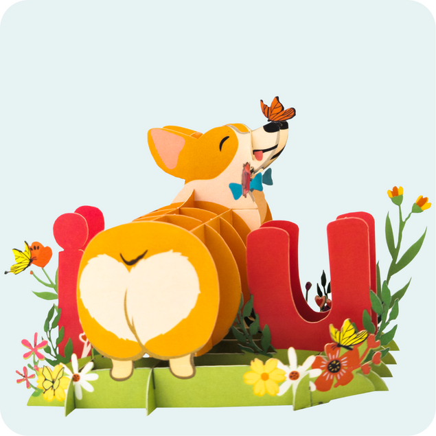 Corgi Dog Love 3D Pop-up Card