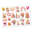 Happy Birthday Stickers Pink