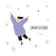Girl In Purple Sweater Happy Birthday Confetti-exploding Greetings Card