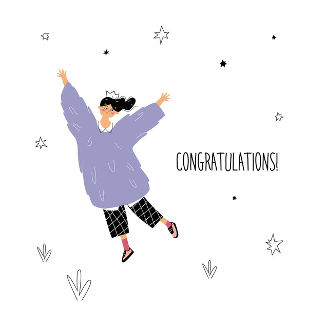 Girl In Purple Sweater Happy Birthday Confetti-exploding Greetings Card