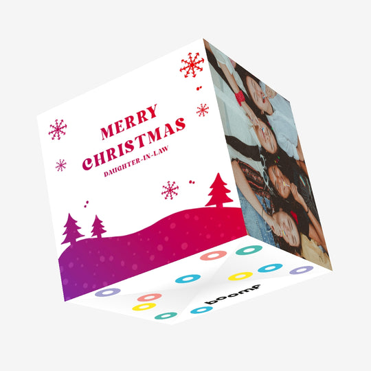 Merry Christmas Daughter-in-law Abstract Winter Scenery Confetti-exploding Greetings Card