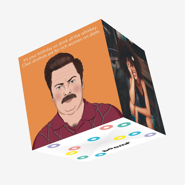 Ron Swanson Parks And Recreation Birthday Confetti-exploding Greetings Card