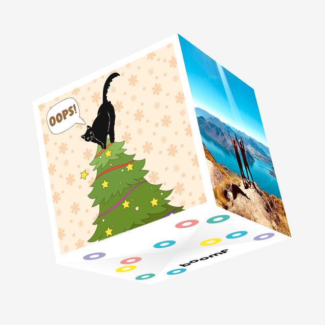 Merry Christmas Black Cat At The Top Of Christmas Tree Confetti-exploding Greetings Card