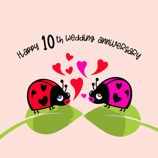 Happy 10th Wedding Anniversary Lovebugs Card