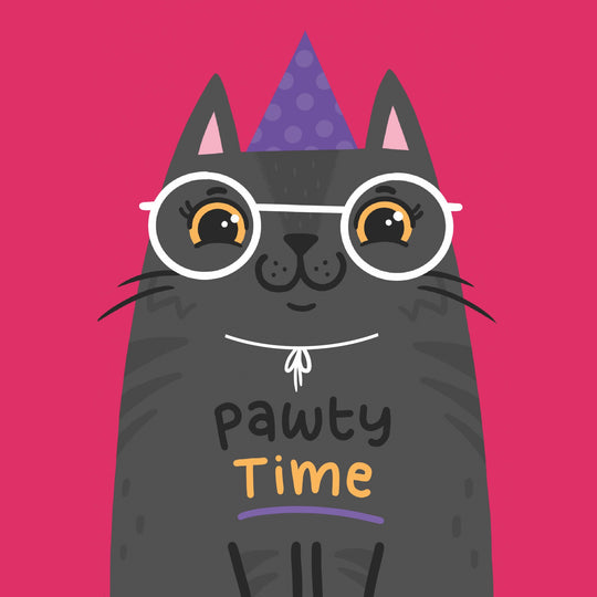 Pawty Time Black Cat Card