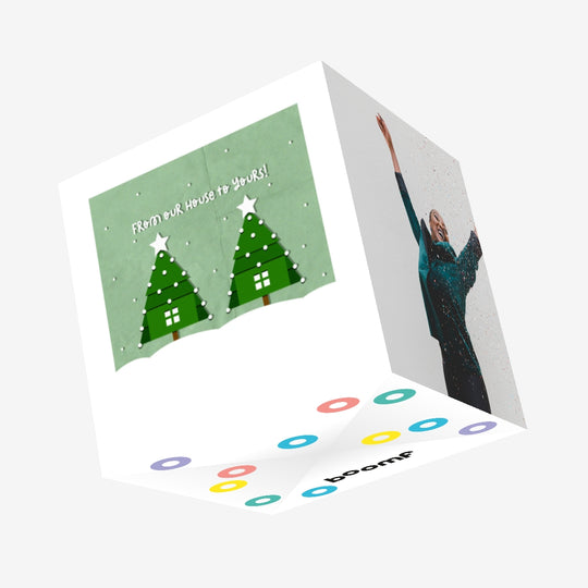 Merry Christmas From Our House To Yours Christmas Trees Confetti-exploding Greetings Card
