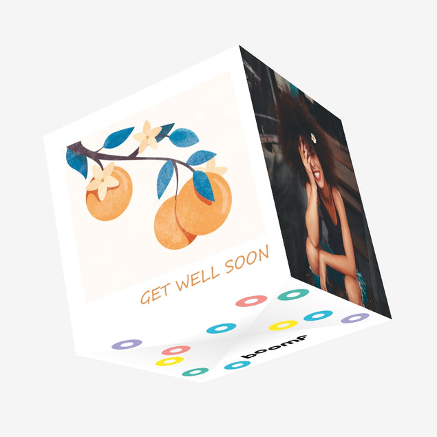 Get Well Orange Flower Confetti-exploding Greetings Card