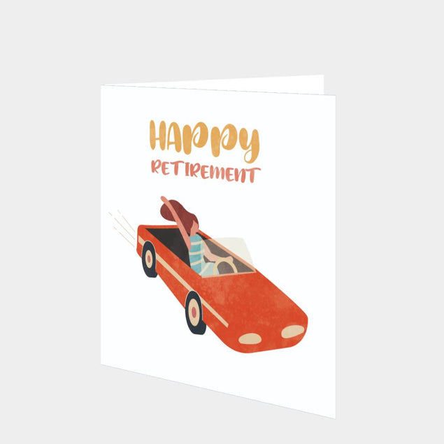 Happy Retirement Red Car Card