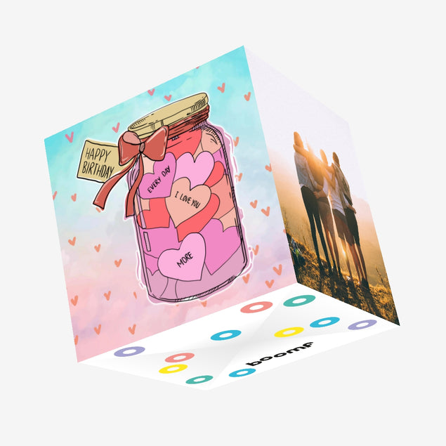 Happy Birthday Jar Full Of Hearts Confetti-exploding Greetings Card β Boomf