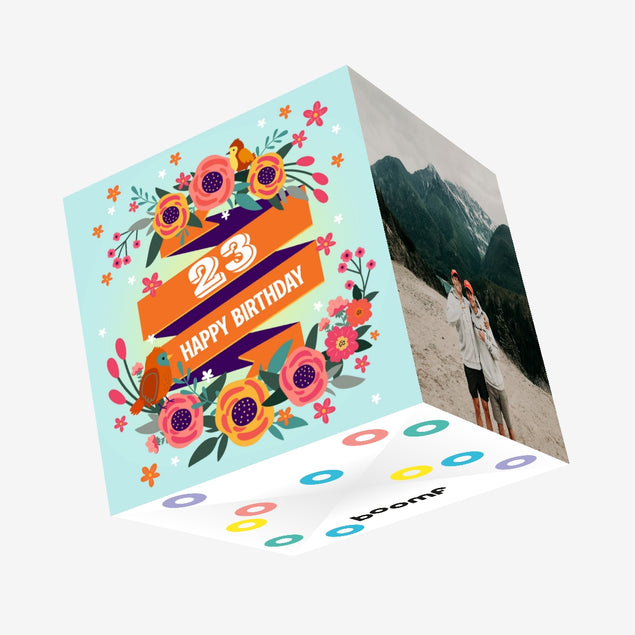 Happy Birthday Birds 23 Confetti-exploding Greetings Card