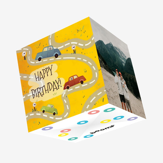 Cars Happy Birthday Confetti-exploding Greetings Card