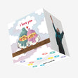 Warm Dressed Bird Couple Happy Valentine's Day Confetti-exploding Greetings Card