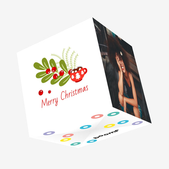 Merry Christmas Hot Chocolate And Mistletoe Confetti-exploding Greetings Card