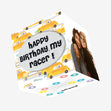 Yellow Cars Happy Birthday My Racer Confetti-exploding Greetings Card