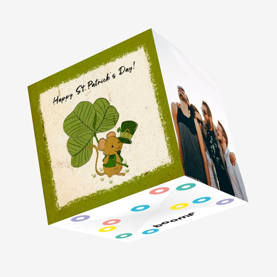 Cute Little Mouse St. Patrick's Day Confetti-exploding Greetings Card