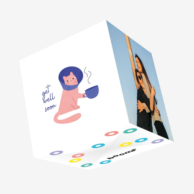 Get Well Cat Confetti-exploding Greetings Card