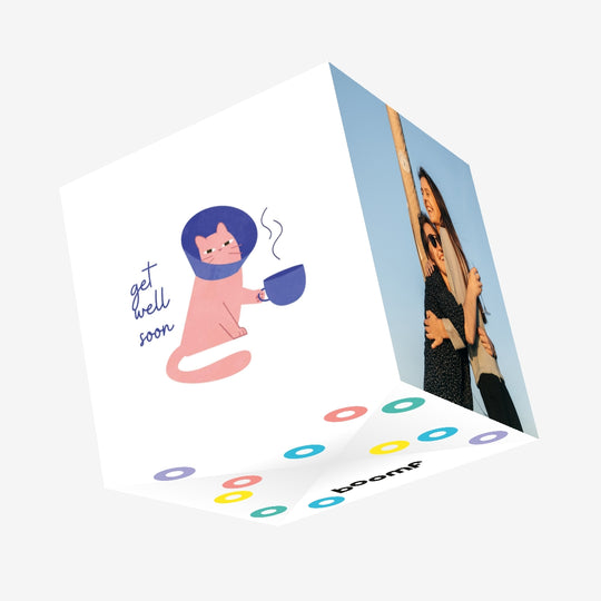 Get Well Cat Confetti-exploding Greetings Card