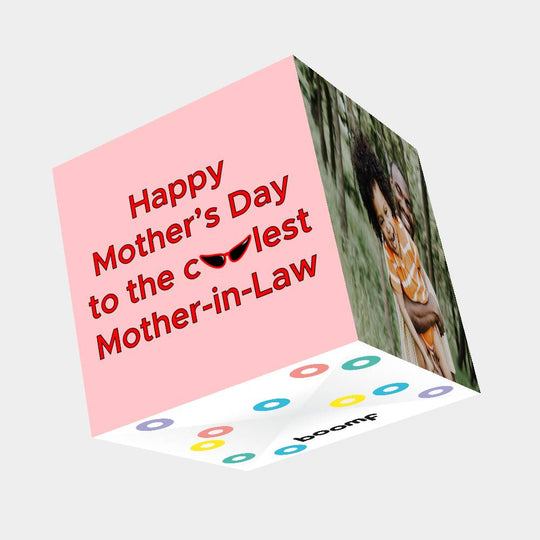 Happy Mother's Day To The Coolest Mother-In-Law Bomb 3D Cube Card