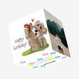 Cute Teddy Bear With Gift Happy Birthday Confetti-exploding Greetings Card