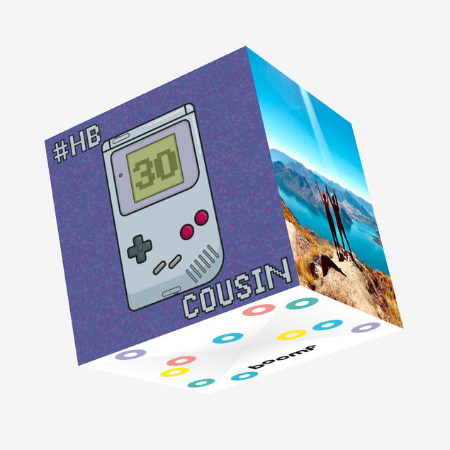 Retro Tetris Happy 30th Birthday Cousin Confetti-exploding Greetings Card