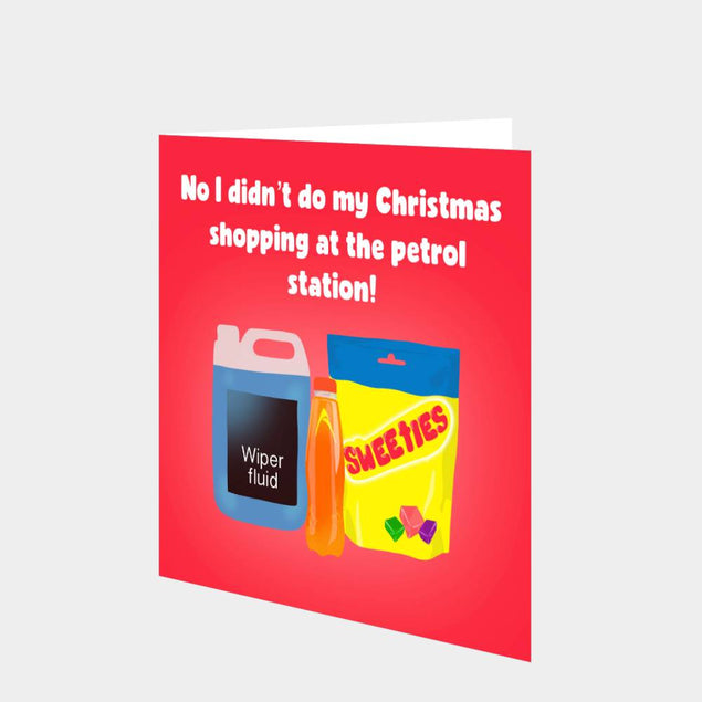 Petrol Station Shopping Christmas Card