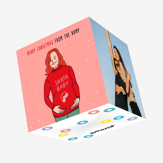 Merry Christmas From The Bump Santa Baby Confetti-exploding Greetings Card