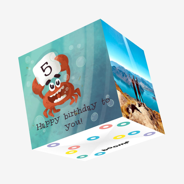 Happy 5th Birthday Funny Crab Confetti-exploding Greetings Card