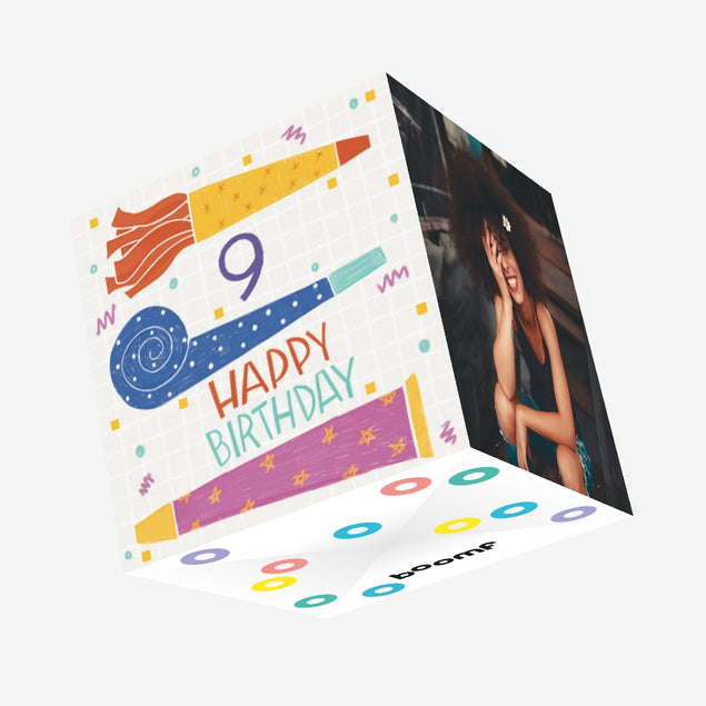 Painted Happy 9th Birthday Fifes Confetti-exploding Greetings Card