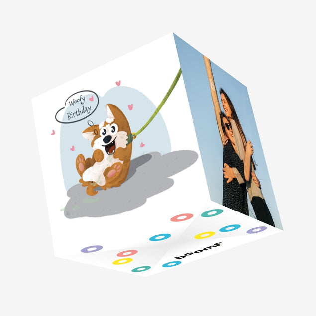 Dirty Corgi Dog Woofy Birthday Confetti-exploding Greetings Card